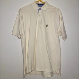 Vintage Tommy Hilfiger Polo Mens Medium Classic Crest Yellow Cotton Shirt